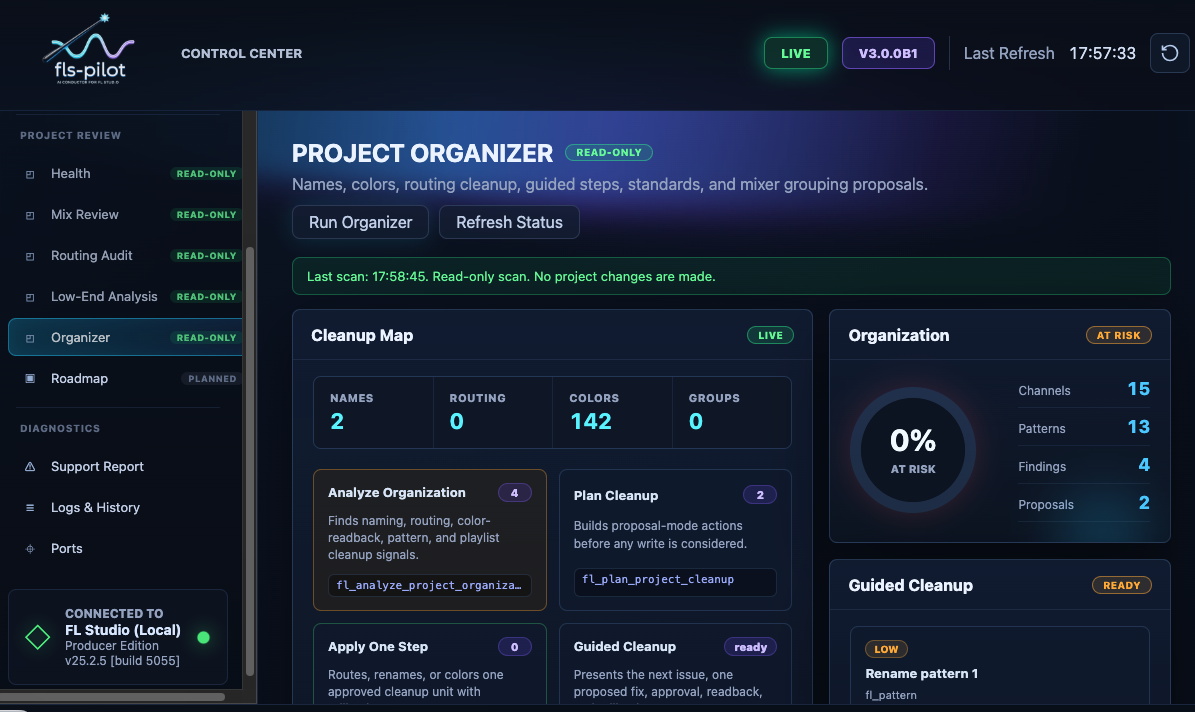 Project Organizer panel